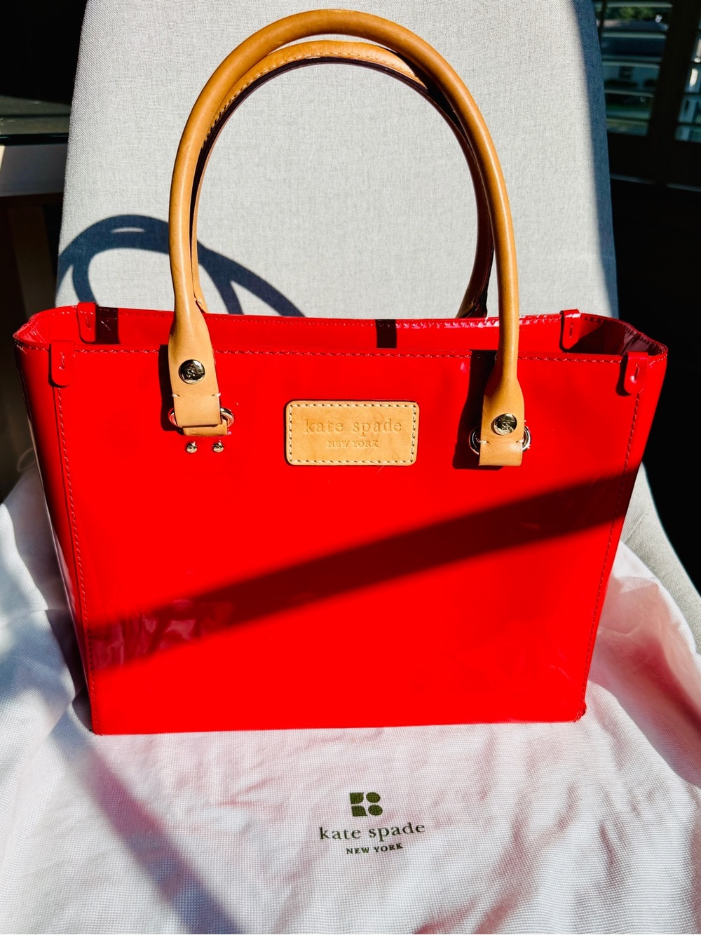 Kate Spade Red Patent Leather Tote EUC